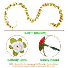 8pcs x 8.2ft Artificial Flower Garland Floral 8 Vines 66FT, Spring-pink-8pcs