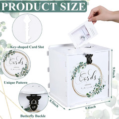 Wedding Card Box with Lock White Wooden Gift Envelope Money Box for Reception…