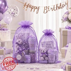 FUNFERY Organza Bags Purple 8″x12″ 100 Pcs