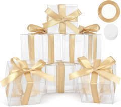 60 Pcs Clear Boxes for Favors, 3X3X3 Inches Clear Gift Boxes PET Material Party