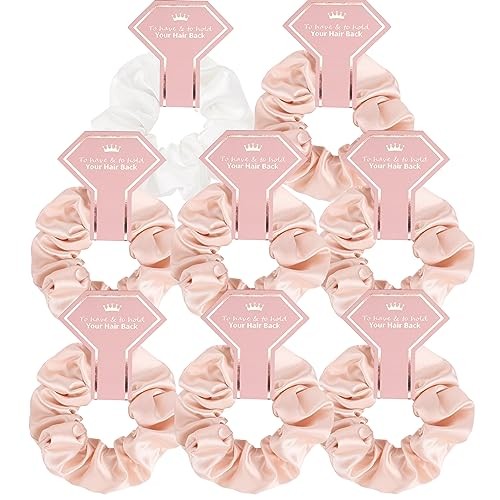 Satin Bridesmaid Scrunchies Bridesmaid Proposal Gifts Set of 8 Light Champagne
