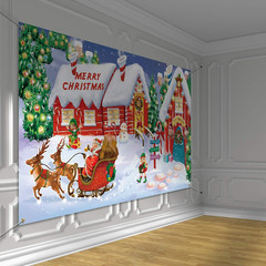 Christmas Wall Scene Santa’S Workshop and Toy Shop Backdrop Extra Large Fabric D