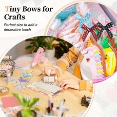 50Pcs Mini Ribbon Bows 2″ Tiny Bows with Polka Dots for Crafts Light Pink