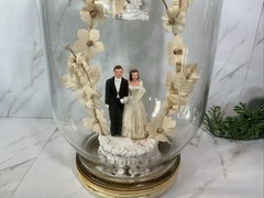 Vintage Bride & Groom Cake Topper ~Chalkware ~1950’s~UNIQUE IN JAR