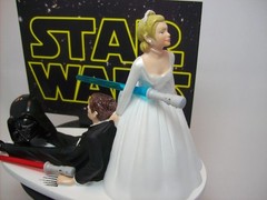Funny Star Wars Darth Theme Cake Topper Reception Wedding Day Bride Groom Gamer