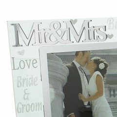 Mr and Mrs Glass 6 x 4 Photo Frame with Mirror And Glitter Letters