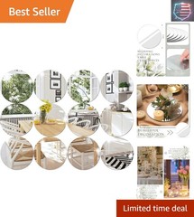 12 Pcs Acrylic Round Mirrors Candle Plate Set for Table Centerpieces 5 Inch N…