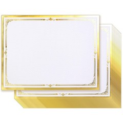 Award Certificate Papers, 50 Sheets Blank Gold Foil Border gold