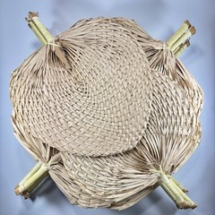 Old Fashioned Traditional Natural Palm Hand Woven Fans 25 Piece Lot