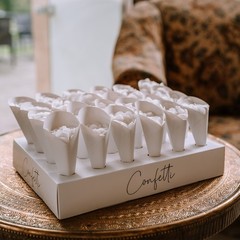 Wedding Confetti Cones Holder Box 30 Holes Confetti Stand Tray Box White