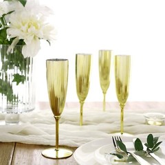 5 oz Gold Premium Metallic Plastic Champagne Flutes Disposable Flutes Wedding