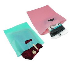 12×15″ 2.5 Mil, 4 Colors Frosted Plastic Merchandise Gift Bags Handles Combo!