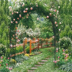 Metal Garden Arch Gothic Arbor Climbing Rose Plants Outdoor Archway Trellis 8ft