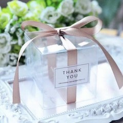 100 Clear Favor Box Rose Gold Ribbon | Macaroon Chocolate Candy Wedding Gift Box