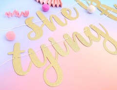 She is Tying The Knot Banner – Bridal Shower Gold