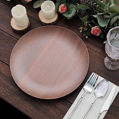 6 Brown 10″ Round Wood Grain Design Heavy Duty Plastic Plates Party Decorations