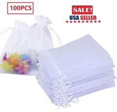 100Pcs Organza Gift Candy Sheer Bags Wedding Party Favor Decoration Pouches USA