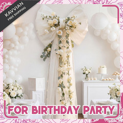 BreezeHug Wedding Giant Bow Decor Big with 31.5 x 24 x 67 inches, White