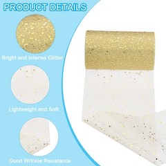 Tulle Fabric Rolls 6″ by 50 Yards Fabric Spool Tulle for DIY, Champagne Gold