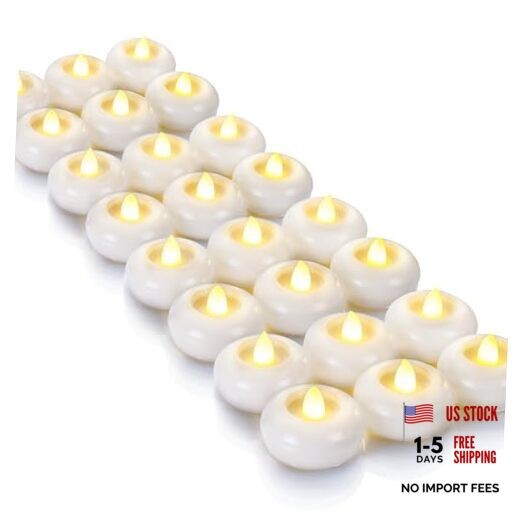 24Pack 2” Flameless Led Floating Candles, 200 Hour White base (24 Pack)