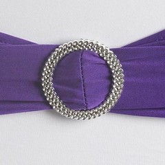 10 Purple Spandex CHAIR SASHES with Silver Round Buckles Wedding Decorations