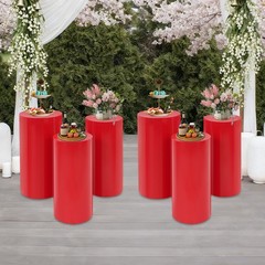 6Pcs Cylinder Pedestal Stands, Metal Display Stands For Wedding Birthday Decor