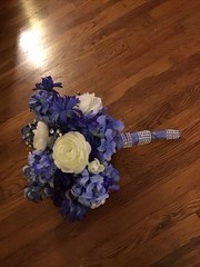 White & Blue Purple Bridal bouquet Wedding Bridesmaid Faux Flower Floral