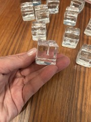 Unique -Glass Ice Cube Shaped Place Holders For Table Setting Cards -12