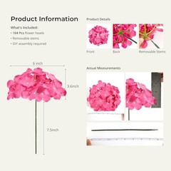 104PCS Hydrangea Artificial Flowers, Artificial Hydrangea Flowers Rose Red
