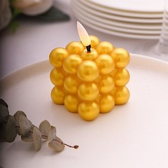 Gold 2 Metallic 2″ Bubble Cube Flameless LED Candles Centerpieces Party Events