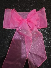 20 pcs Sheer Chair Decor Bow Sash 104″ x 6″ Pink Glitter Wedding Party Organza