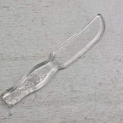 Vintage Depression Glass Clear Fruit & Cake Knife 8.75″ Floral Embossed Handle