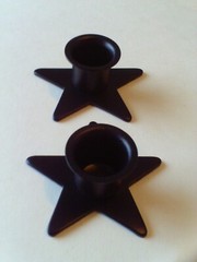 NEW STAR Taper Candle Holders BLACK Set of 2 Western Rustic Craft Americana