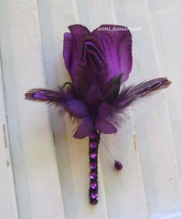 Purple Rose~Purple feathers~Pin Boutonniere