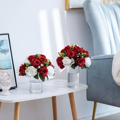Sziqiqi Red Fake Flowers for Wedding Centerpiece Kissing Flower Balls for Tab…