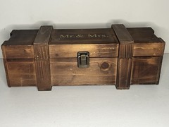 Mr And Mrs Wine Gift Box Wooden Rustic Wedding Favors 13 Inch X 3.5 Inch