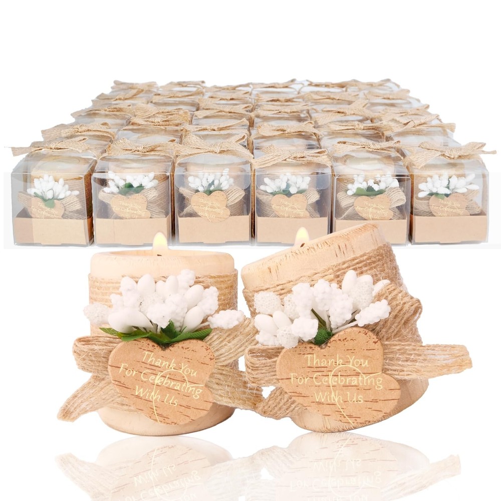 30 Pack Wedding Favors Wood Tealight Candle Holders, Bridal Shower Favors for…