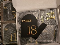 Luxury Double Sided 6×7 Black Acrylic Table Numbers 1-20 with Stands