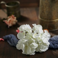 IVORY 10 Silk Hydrangea Flowers Heads Stems Wedding Party Events Centerpieces