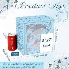 Blue Wedding Card Box Acrylic Window PVC Reception Envelope Money Gift
