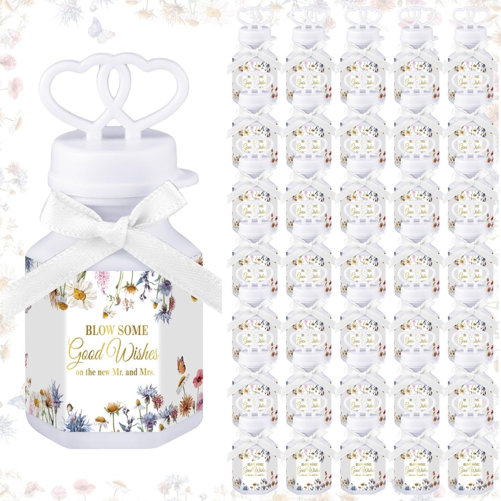 150 Pcs Wildflower Wedding Bubbles Bulk with Bubble Solution Wedding Mini Bub…