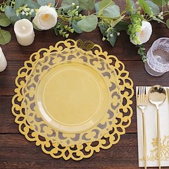 6 Metallic Gold 13″ Laser Cut Cardboard Placemats Floral Rim Party Decorations