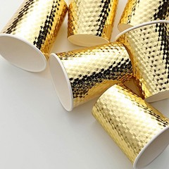 24 GOLD 9 oz Metallic Honeycomb All Purpose PAPER CUPS Party Events Tableware
