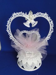 New Vintage Wilton «Wedding Rose» wedding Cake Top with Pink , 103-2263