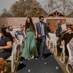 Glitter Black Carpet Runner 2.46X15ft 200GSM Non-Woven Fabric Hollywood Event