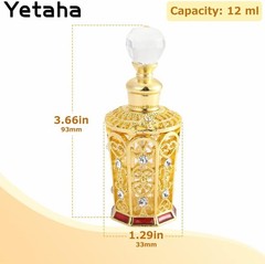 Yetaha Vintage Refillable Empty Perfume Bottles, Jeweled 0.4 Ounces, Golden