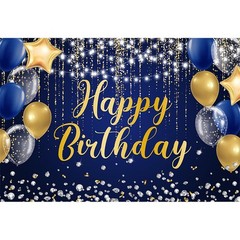 7x5ft Happy Birthday Decorations Backdrop Banner, Glitter Birthday Backdrop S…