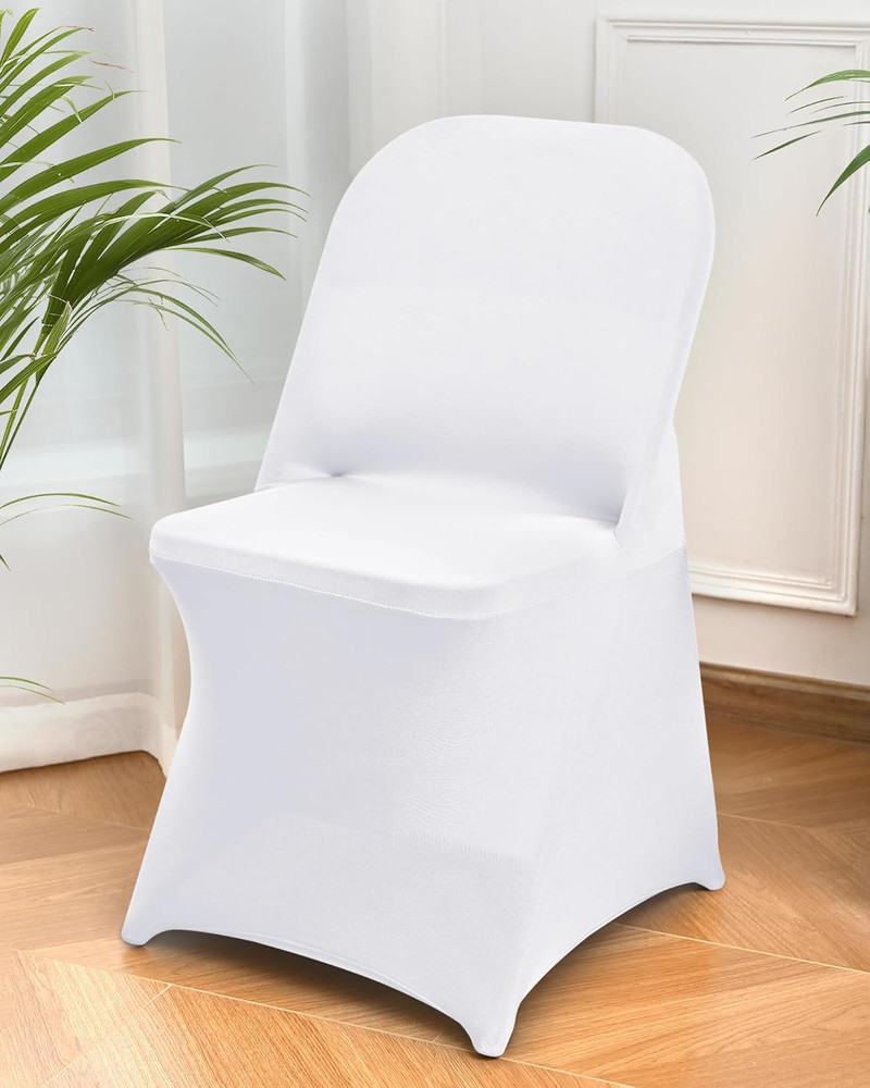 10 Packs White Spandex Stretch Folding Chair Covers for Wedding Party,Universal