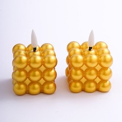 Gold 2 Metallic 2″ Bubble Cube Flameless LED Candles Centerpieces Party Events