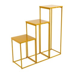 3Pcs Gold Rectangular Stands Wedding Aisle Centerpiece Decor Iron Flower Stand